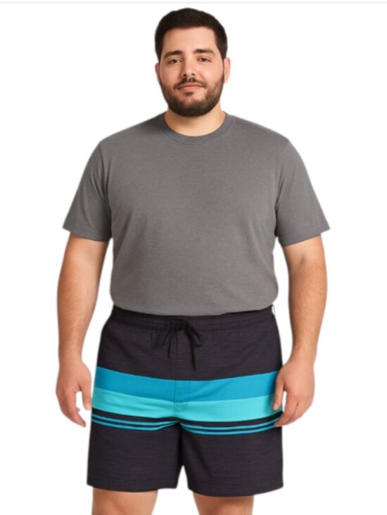 Sonoma Other - Sonoma Men's Size 2XB Swim Trunks Black Teal White Stripes Faux Fly Drawstring